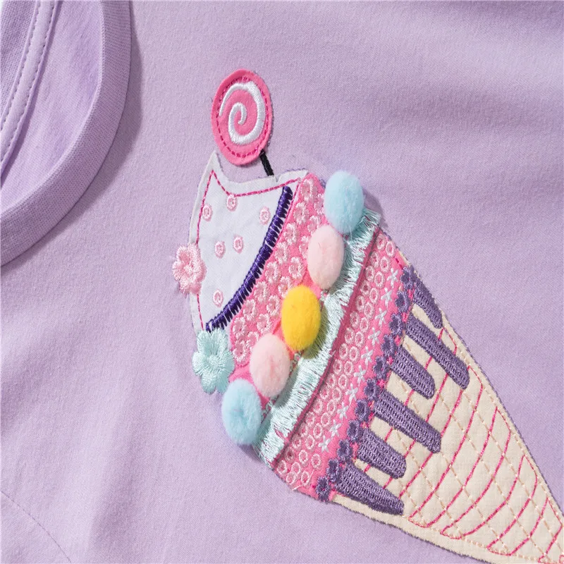 Jumping Meters 2-7T New Arrival Unicorn Embroidery Hot Selling Cotton Summer Girls Tshirts Baby Clothes Children's Tees Tops