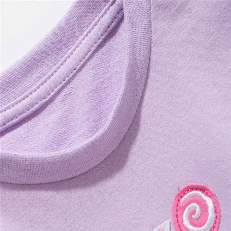Jumping Meters 2-7T New Arrival Unicorn Embroidery Hot Selling Cotton Summer Girls Tshirts Baby Clothes Children's Tees Tops