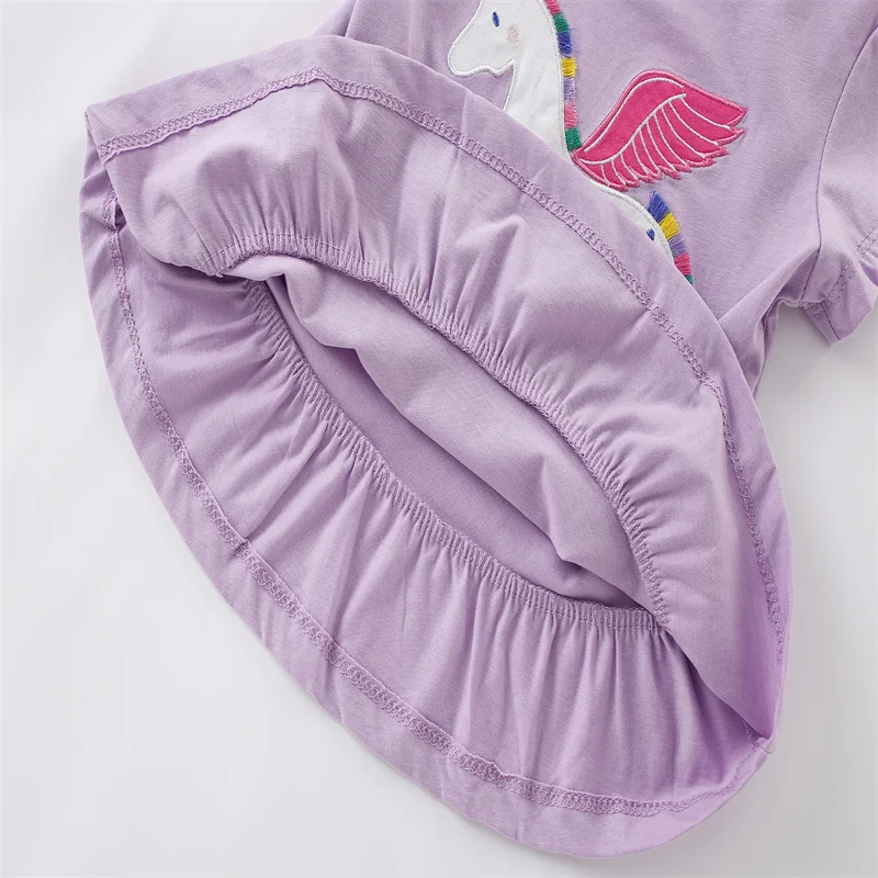 Jumping Meters 2-7T New Arrival Unicorn Embroidery Hot Selling Cotton Summer Girls Tshirts Baby Clothes Children's Tees Tops