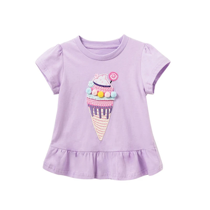 Jumping Meters 2-7T New Arrival Unicorn Embroidery Hot Selling Cotton Summer Girls Tshirts Baby Clothes Children's Tees Tops
