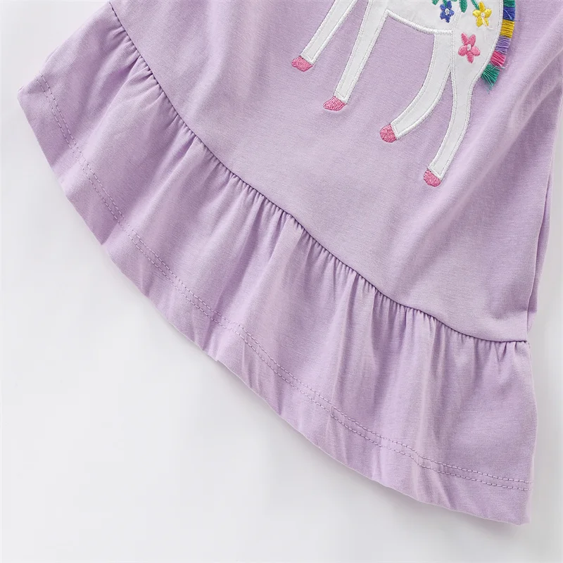 Jumping Meters 2-7T New Arrival Unicorn Embroidery Hot Selling Cotton Summer Girls Tshirts Baby Clothes Children's Tees Tops
