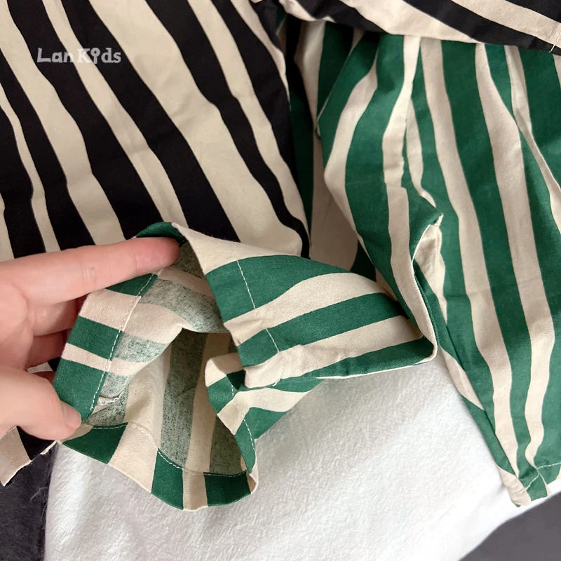 Soft Breathable Baby Boys Girls Shorts Striped Casual Kids Pants Spring Summer Calf Length Toddler Trousers Children Clothes
