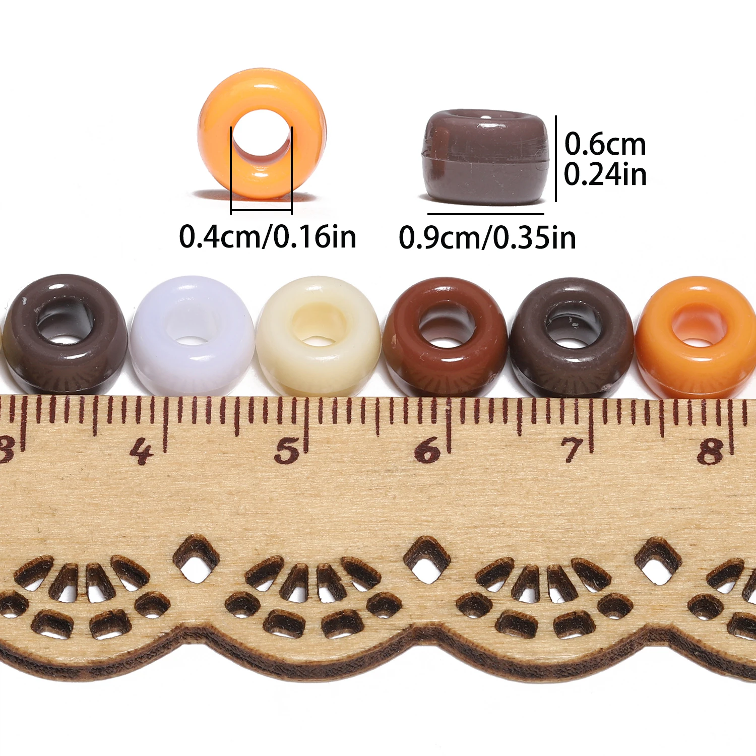 500pcs Mixed Brown Pony Beads 6x9mm Acrylic Hair Bead Big Hole Spacer Beads For Diy Craft Jewelry Bracelets Making Supplies