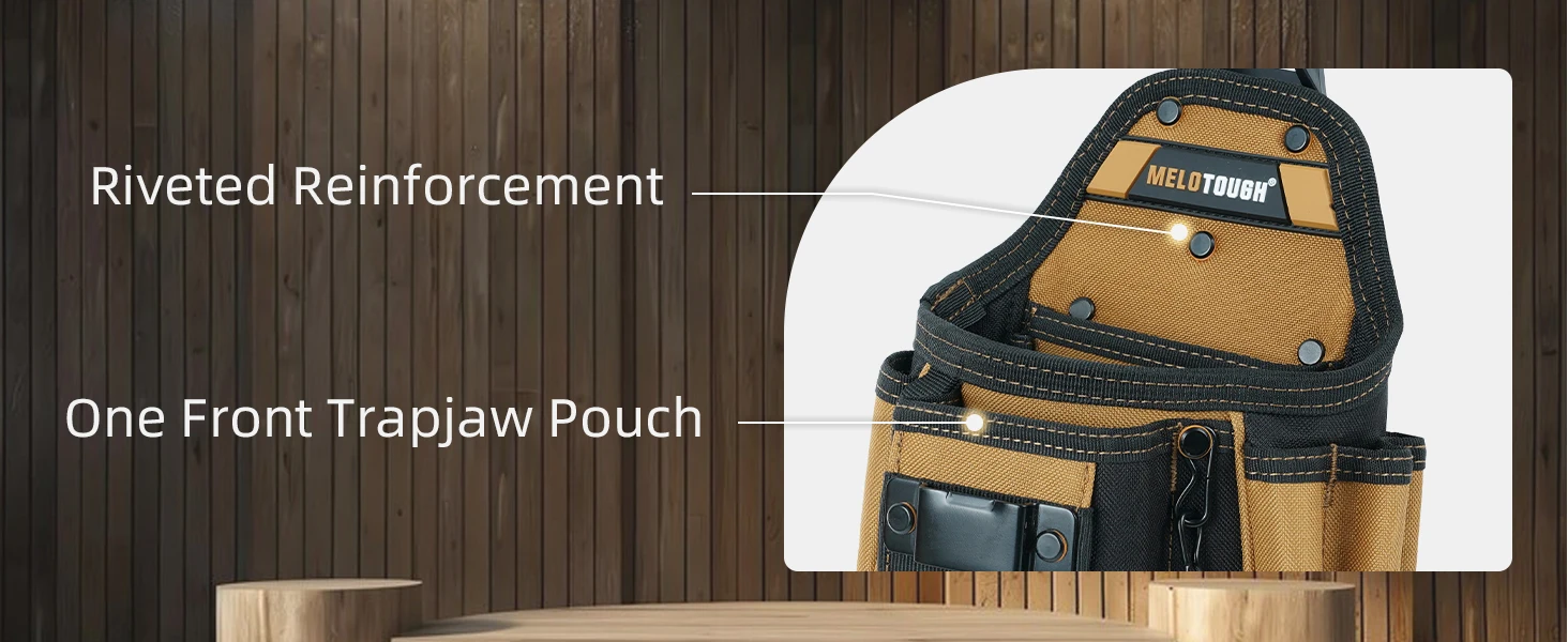 MELOTOUGH Small Electrician Tool Pouch Tool Belt Pouch with Belt Clip Attachment 9 Pockets, Tape Thong, Great ElectricianHolster