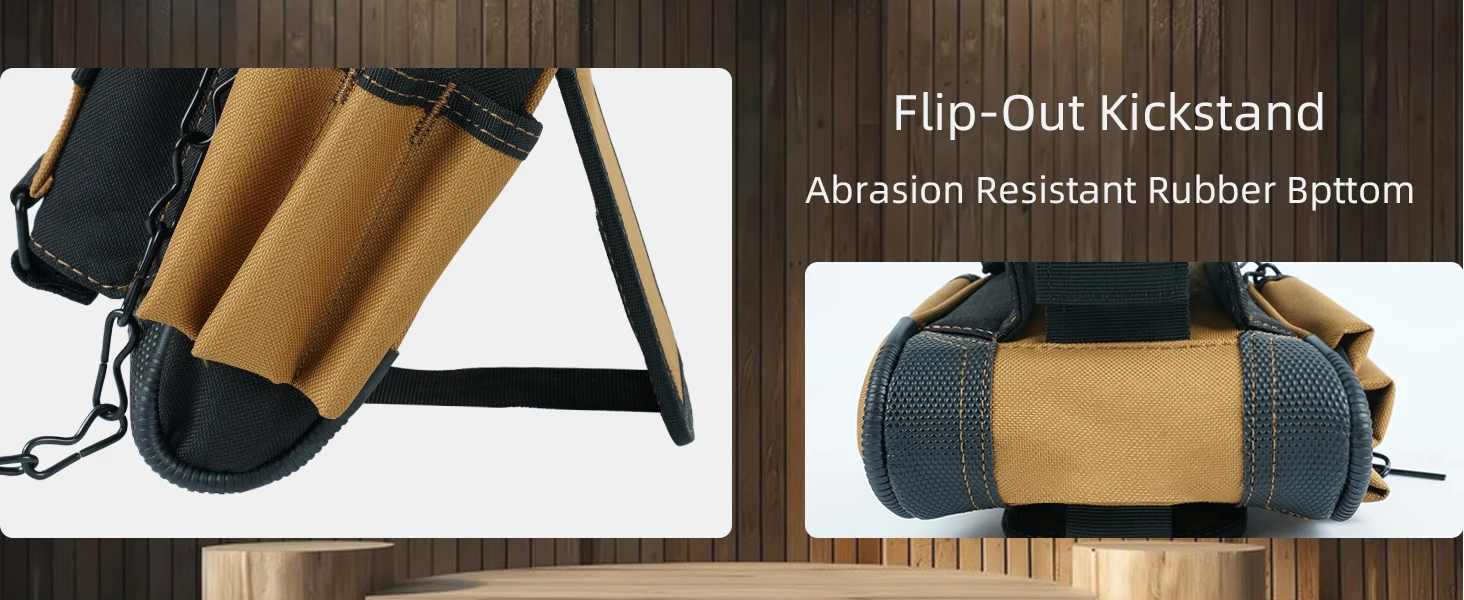 MELOTOUGH Small Electrician Tool Pouch Tool Belt Pouch with Belt Clip Attachment 9 Pockets, Tape Thong, Great ElectricianHolster
