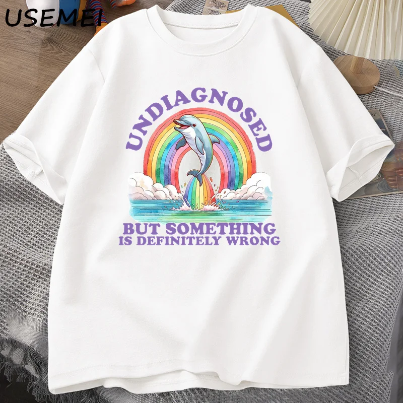 Undiagnosed But Something Is Definitely Wrong T-Shirt Vintage Men's Clothes Summer Cotton Short Sleeve T Shirt Loose Tops