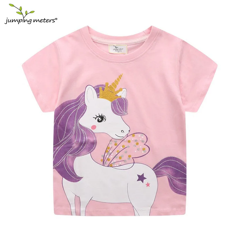 Jumping Meters 2-7T Rainbow New Designs Girls T Shirts Summer Children's Clothes Short Sleeve Kids Tees Tops Baby Costume Shirt