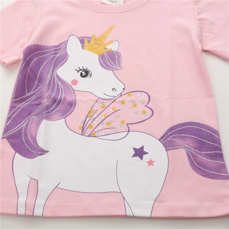 Jumping Meters 2-7T Rainbow New Designs Girls T Shirts Summer Children's Clothes Short Sleeve Kids Tees Tops Baby Costume Shirt
