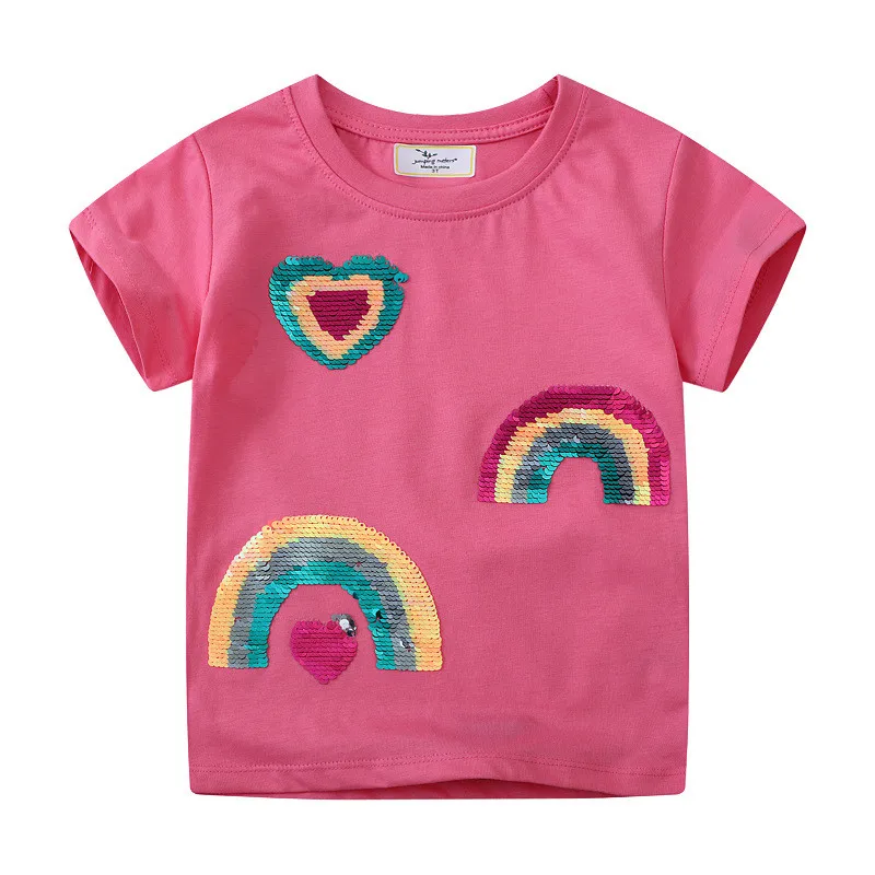 Jumping Meters 2-7T Rainbow New Designs Girls T Shirts Summer Children's Clothes Short Sleeve Kids Tees Tops Baby Costume Shirt