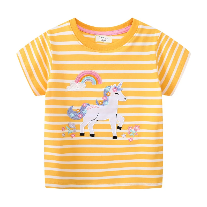 Jumping Meters 2-7T Rainbow New Designs Girls T Shirts Summer Children's Clothes Short Sleeve Kids Tees Tops Baby Costume Shirt