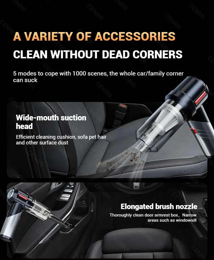 CENRR 998000PA Car Vacuum Cleaner Mini Cordless Powerful Wireless Car Cleaner HandHeld Portable Vacuum Cleaner Home Appliance