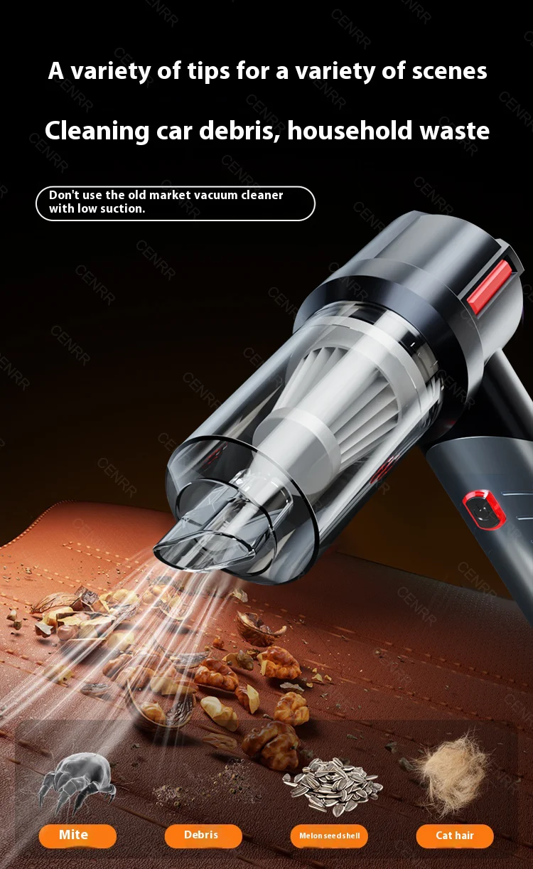 CENRR 998000PA Car Vacuum Cleaner Mini Cordless Powerful Wireless Car Cleaner HandHeld Portable Vacuum Cleaner Home Appliance