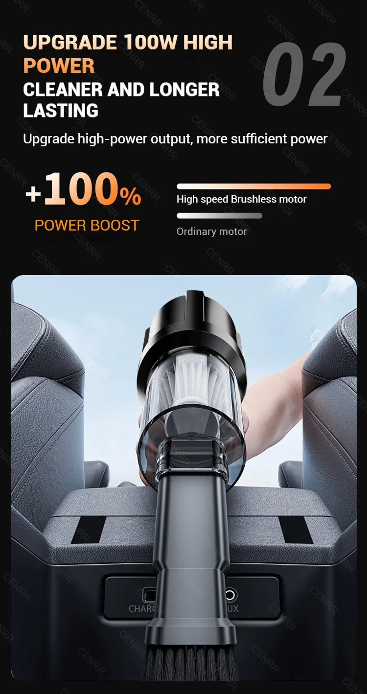 CENRR 998000PA Car Vacuum Cleaner Mini Cordless Powerful Wireless Car Cleaner HandHeld Portable Vacuum Cleaner Home Appliance
