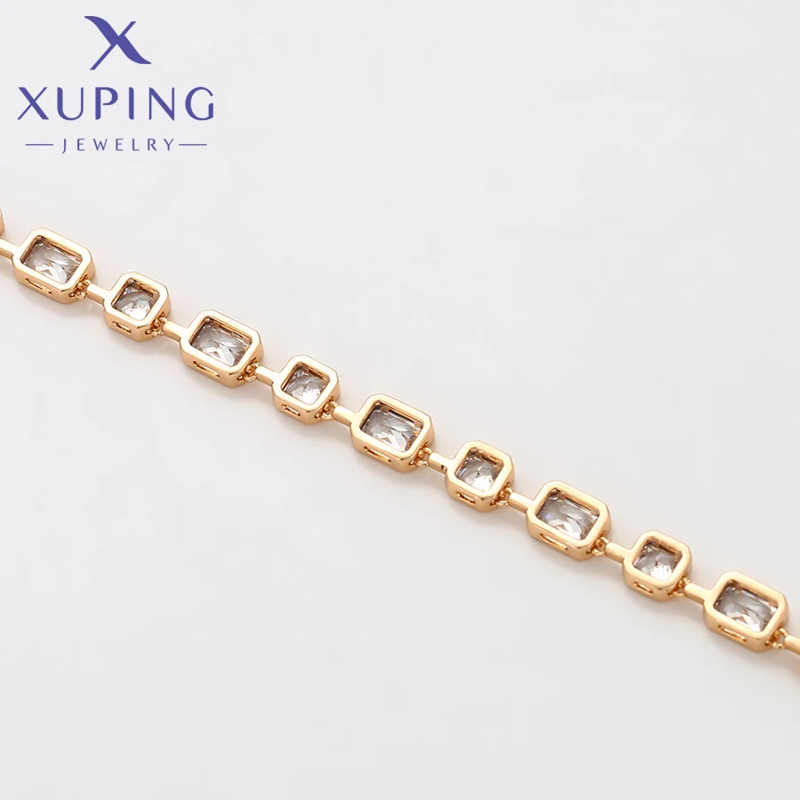 Xuping Jewelry Trendy Copper Luxury 50cm Square Stone Necklace of Gold Color Necklaces for Women Exquisite Gift X000850676