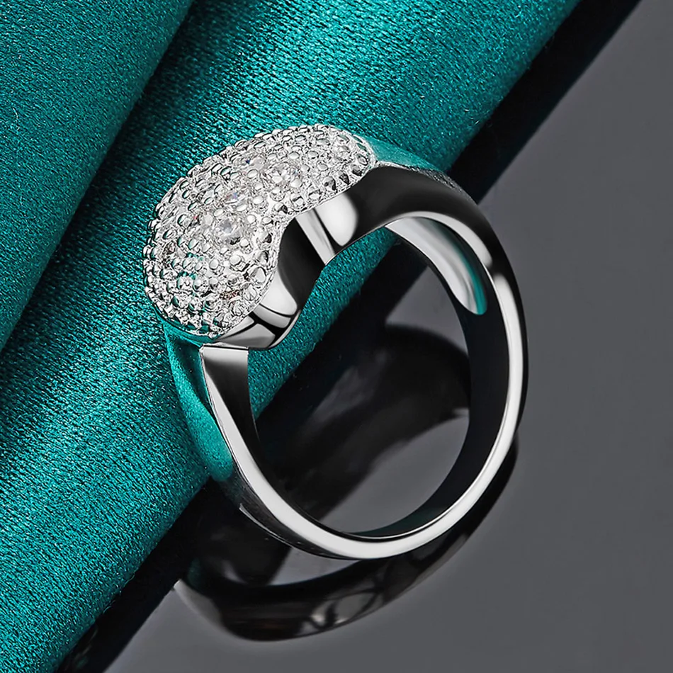 URMYLADY 925 Sterling Silver Heart Zircon 7-10# Ring For Women Fashion Wedding Party Charm Jewelry