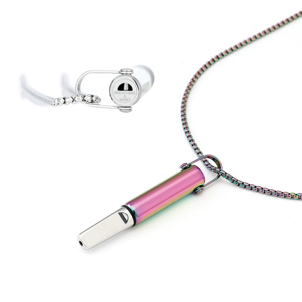 Anxiety Breathing Necklace Mindfulness Breathe Easy Stainless Steel Meditation Natural Calm & Stress Relief Quit Smoking Aid