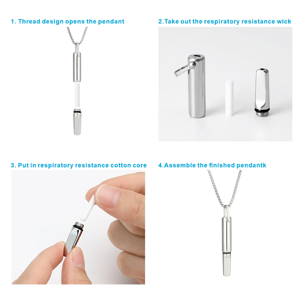 Anxiety Breathing Necklace Mindfulness Breathe Easy Stainless Steel Meditation Natural Calm & Stress Relief Quit Smoking Aid