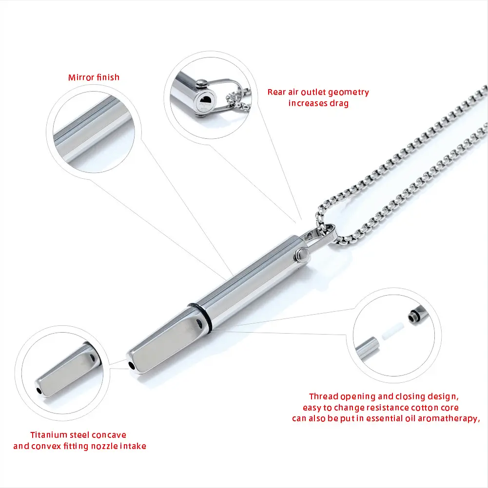 Anxiety Breathing Necklace Mindfulness Breathe Easy Stainless Steel Meditation Natural Calm & Stress Relief Quit Smoking Aid
