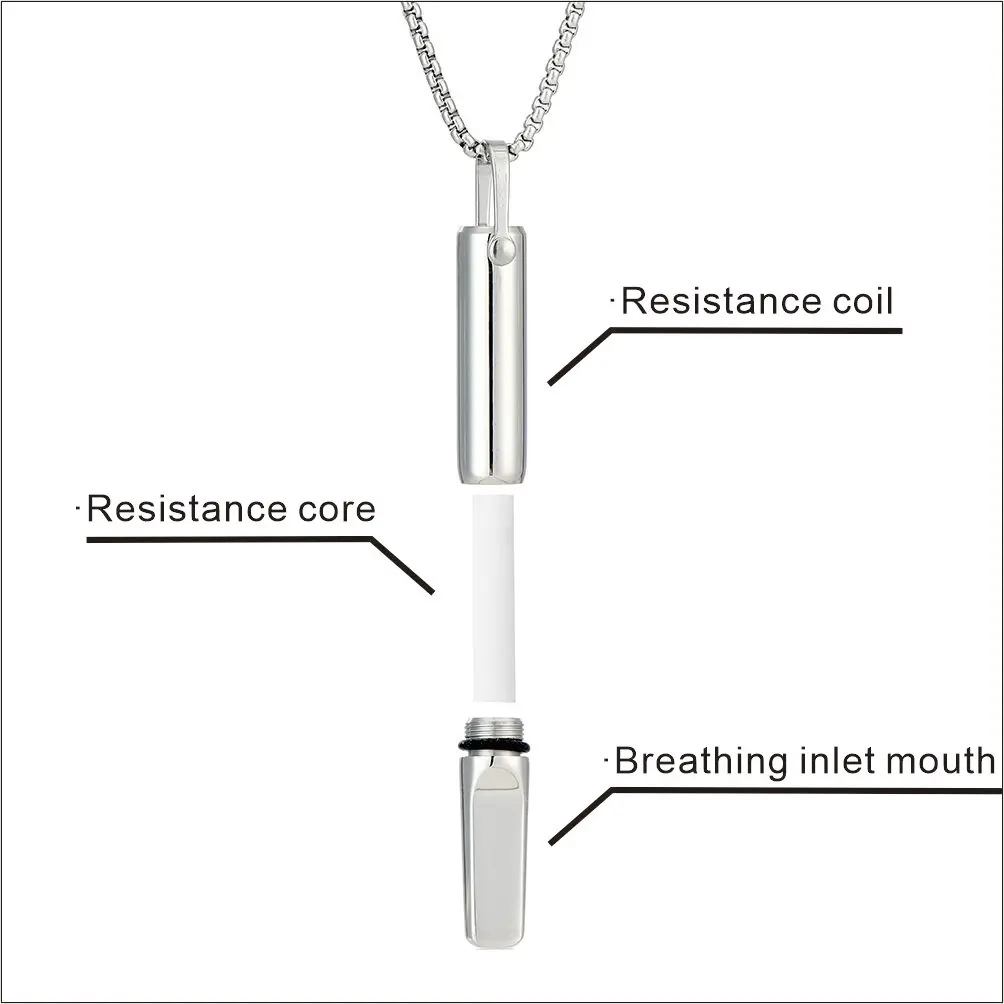 Anxiety Breathing Necklace Mindfulness Breathe Easy Stainless Steel Meditation Natural Calm & Stress Relief Quit Smoking Aid