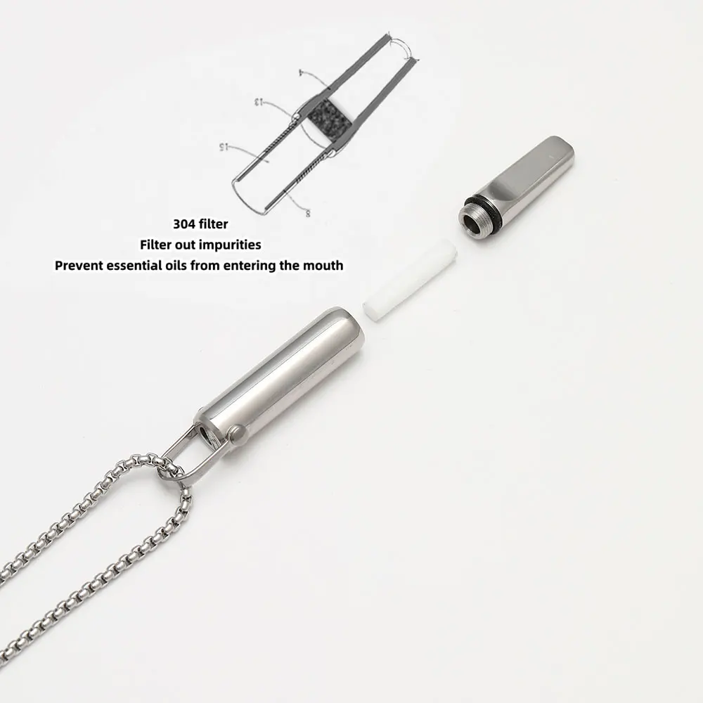 Anxiety Breathing Necklace Mindfulness Breathe Easy Stainless Steel Meditation Natural Calm & Stress Relief Quit Smoking Aid