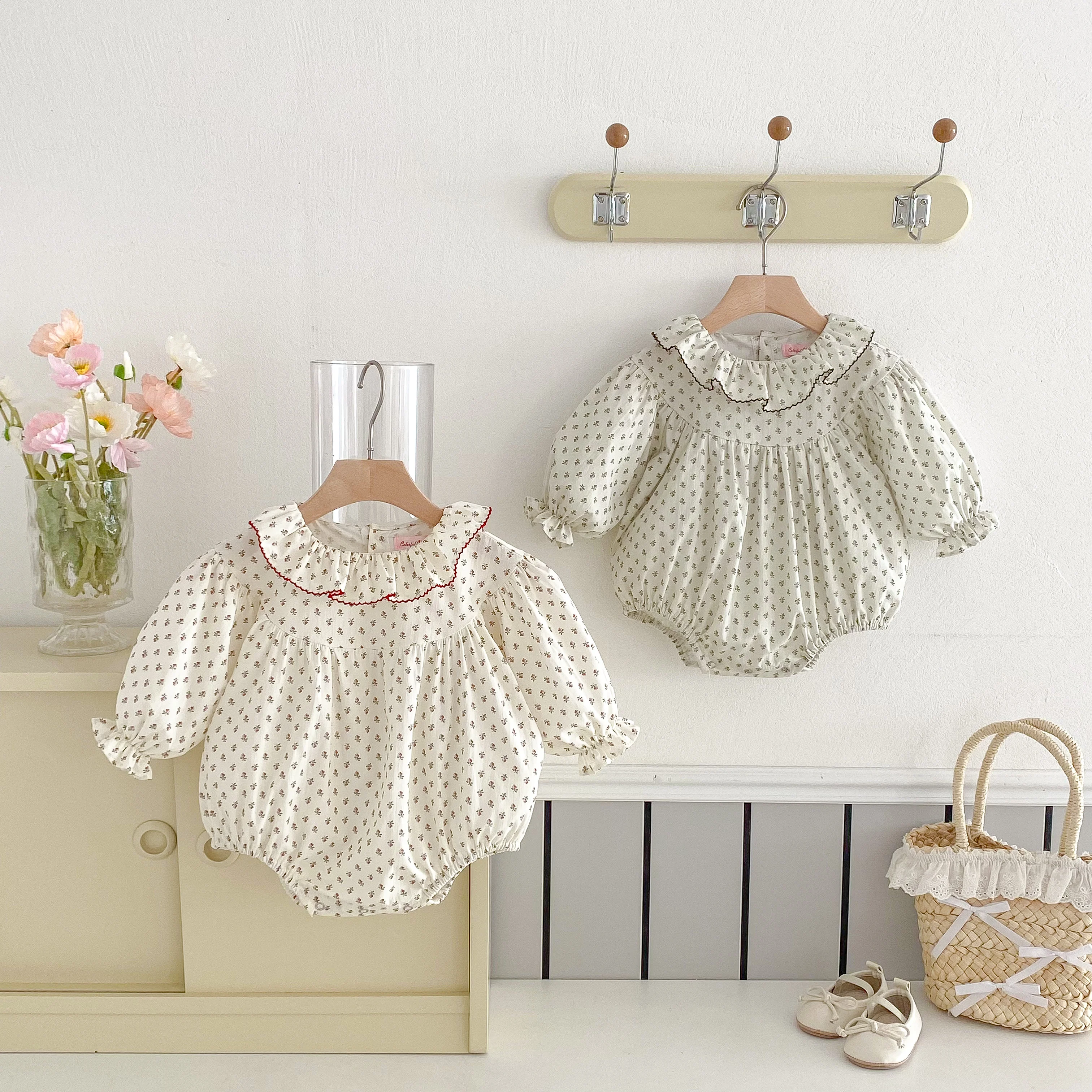 Infant Baby Rompers Infant Girls Princess Floral Long Sleeve Jumpsuit Newborn Rompers Baby Onepiece Fashion Baby Girl Clothes