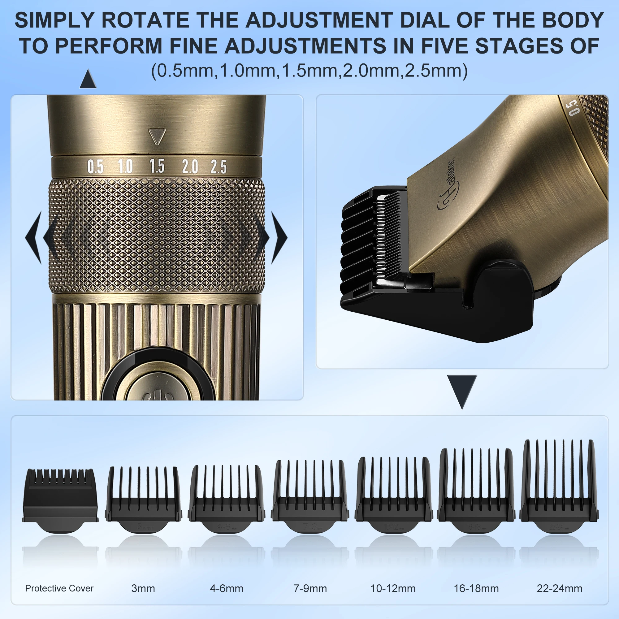 Hatteker Electric Hair Clipper Set Ceramic Blade Hair Trimmer for Men Charging Base Hair Cutting Machine with LED Display