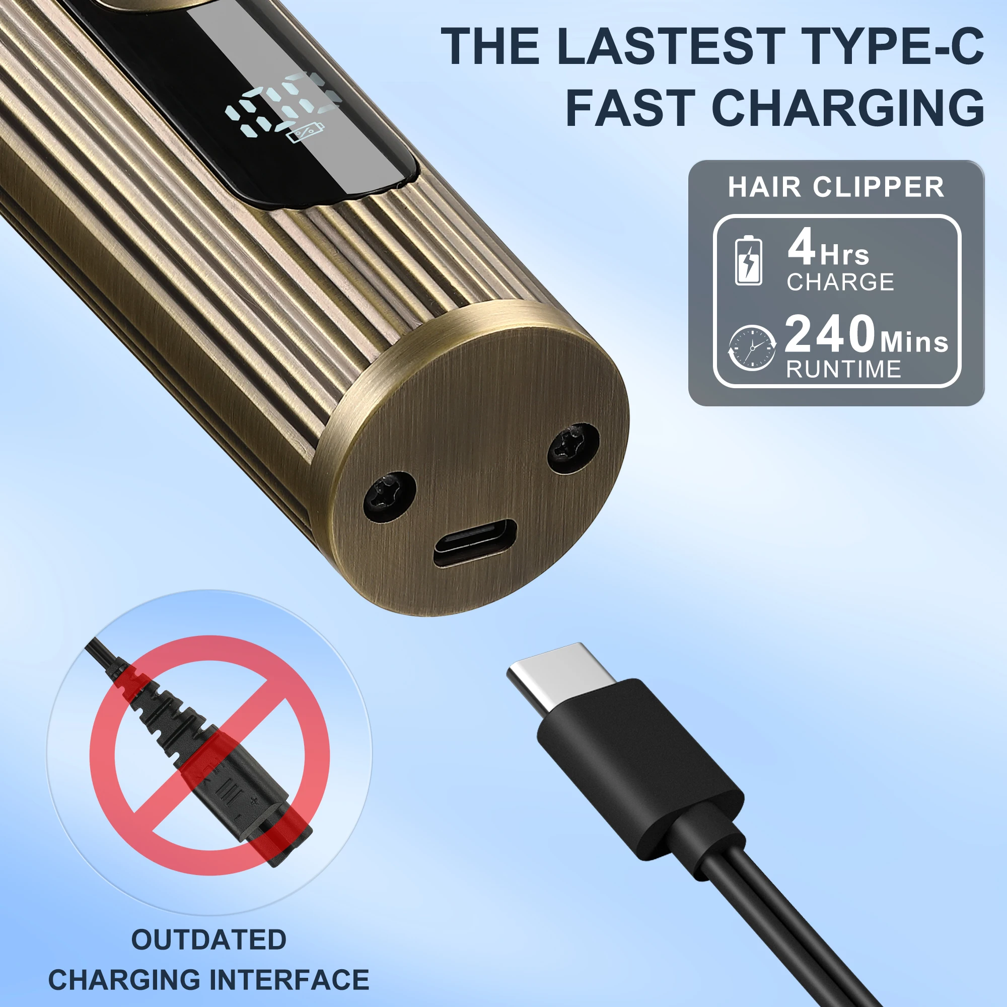 Hatteker Electric Hair Clipper Set Ceramic Blade Hair Trimmer for Men Charging Base Hair Cutting Machine with LED Display