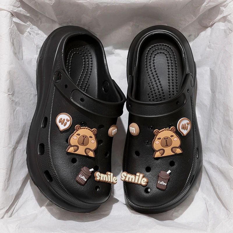 Summer Cartoon EVA Clogs for Women Thick Sole Non Slip Garden Beach Sandals Woman Fashion DIY Chunky Platform Sandalias De Mujer
