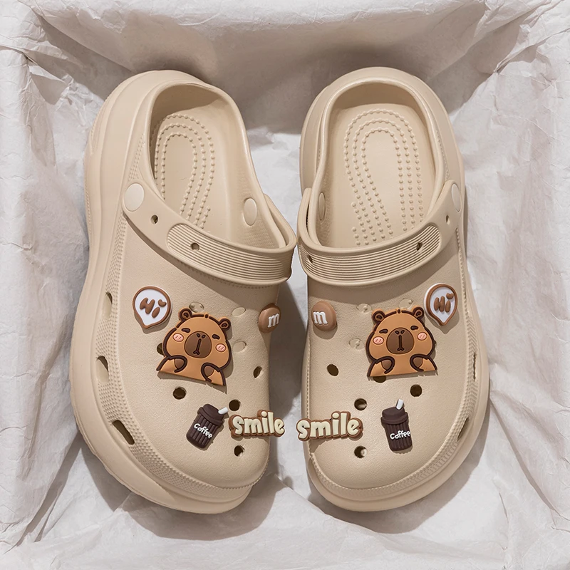 Summer Cartoon EVA Clogs for Women Thick Sole Non Slip Garden Beach Sandals Woman Fashion DIY Chunky Platform Sandalias De Mujer