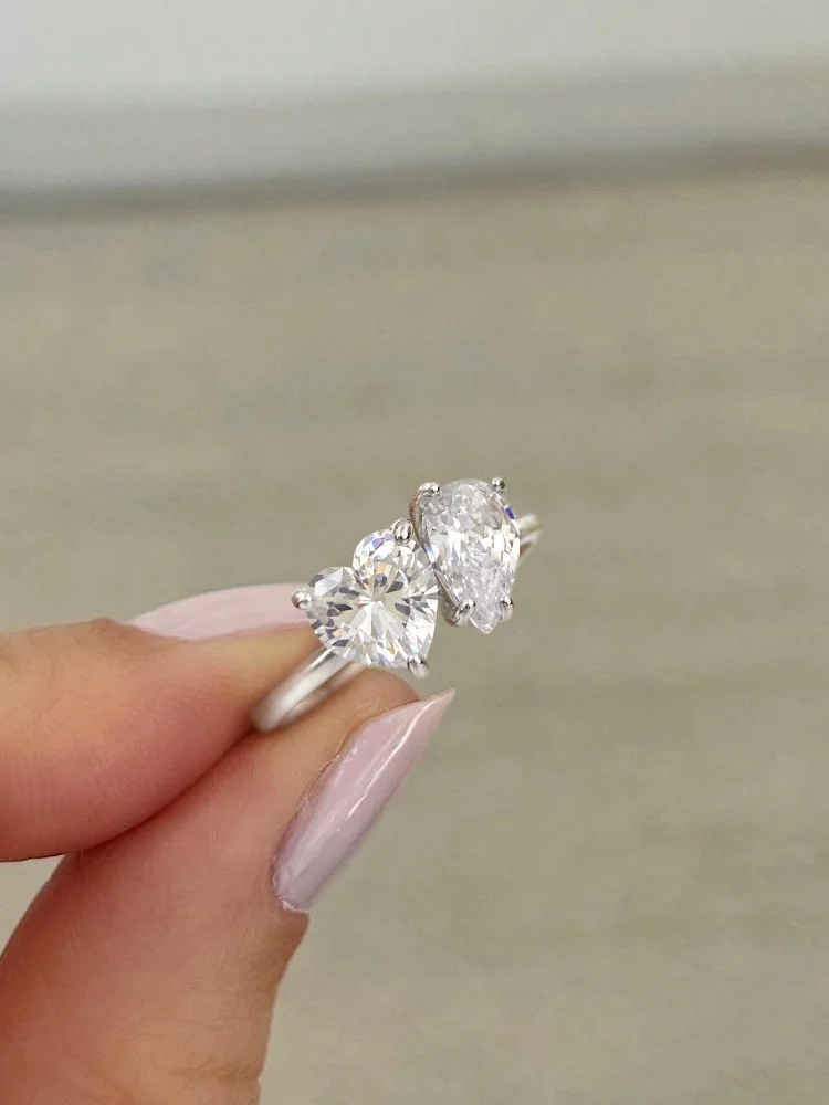 925 Sterling Silver Simplicity Classic Love Heart Water Drop Ring For Women Engagement Wedding Luxury High Quality Fine Jewelry