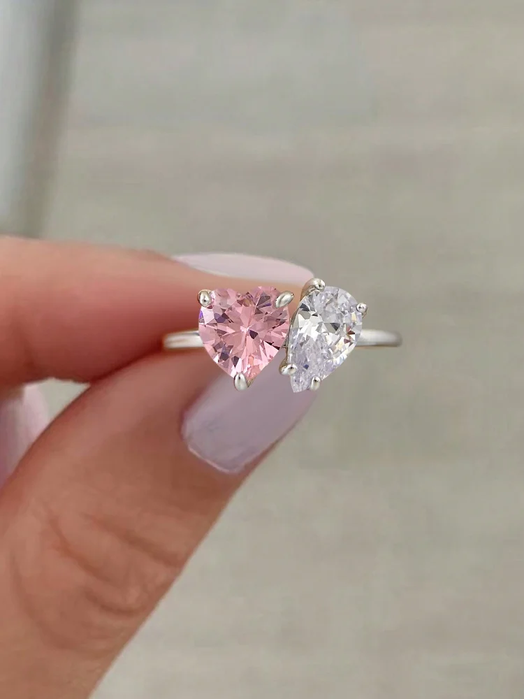 925 Sterling Silver Simplicity Classic Love Heart Water Drop Ring For Women Engagement Wedding Luxury High Quality Fine Jewelry