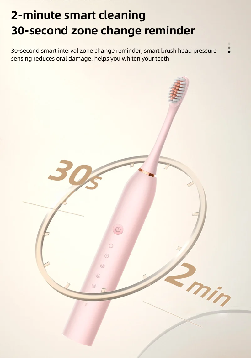 Electric Ultrasonic Toothbrush Six Speed Mode Home Soft Hair USB Charging Waterproof Adult Tooth Cleaner Automatic Couple Set