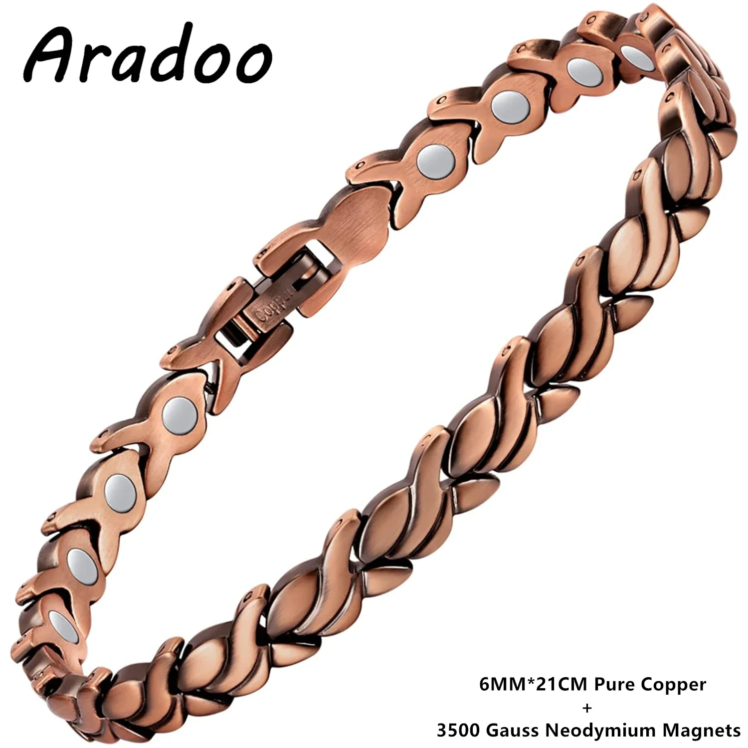 ARADOO Pure Copper Magnetic Bracelet for Women – 99.99% Natural Copper Therapy Jewelry Health & Wellness Gift Set