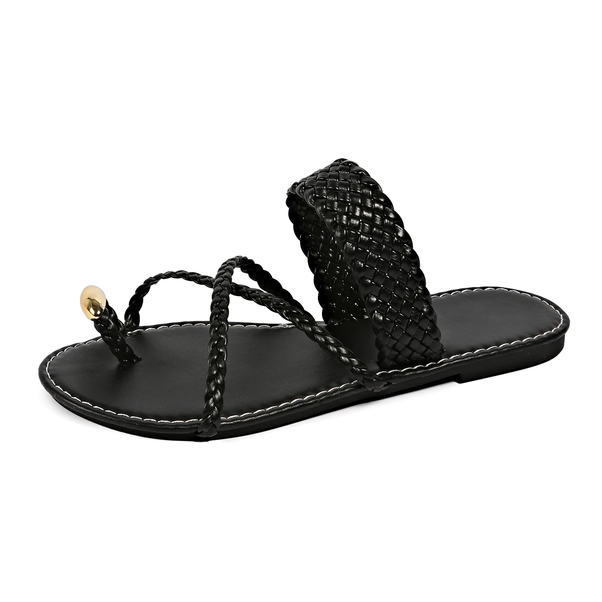 Fashion Gold Clip Toe Sandals Women 2025 Summer Flat Heels Beach Flip Flops Woman Plus Size 43 Lightweight Outdoor Slippers