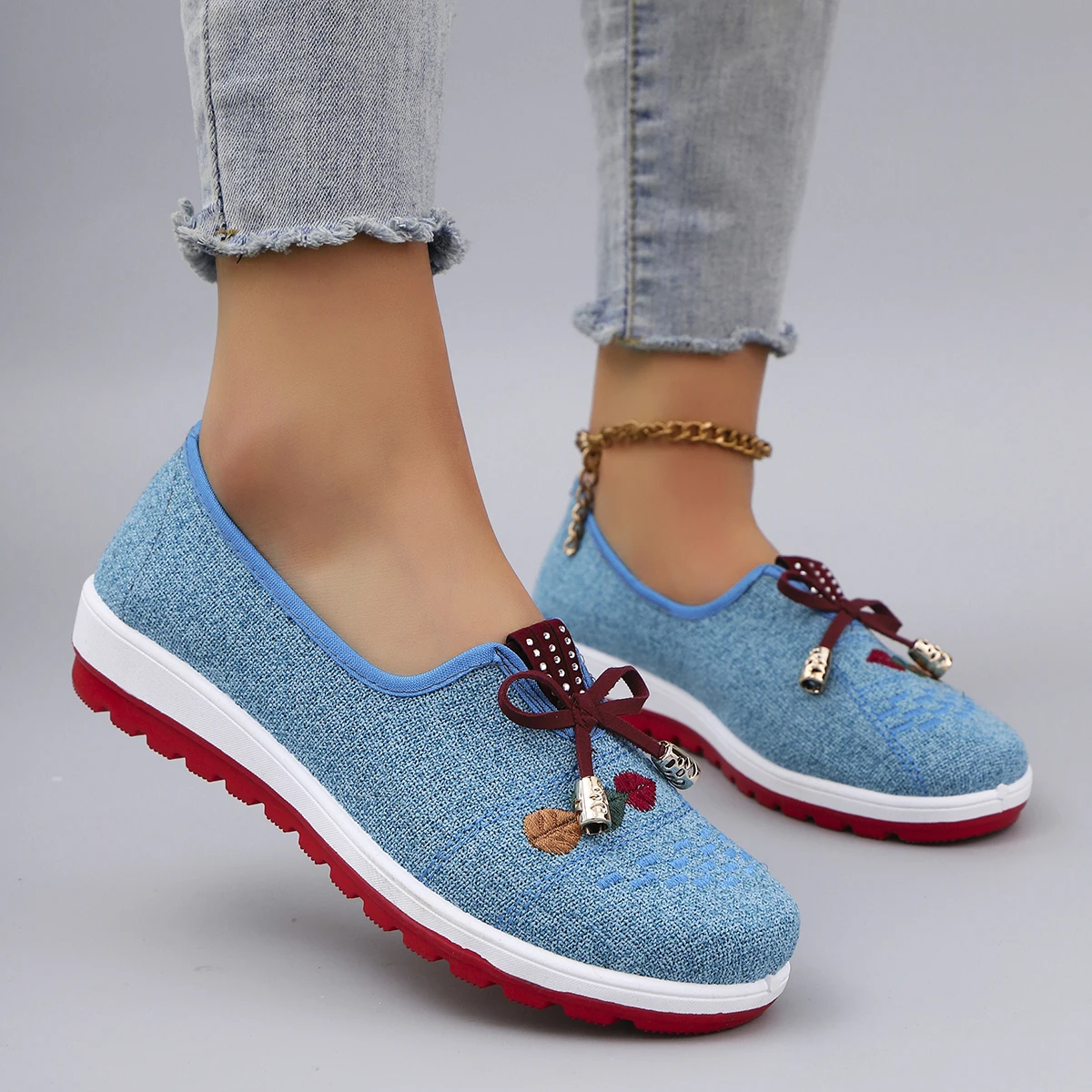 Spring New Women's Casual Sports Shoes Comfortable, Breathable, Lightweight, Wear Resistant Lazy Shoes, Soft Soled Flat Shoes