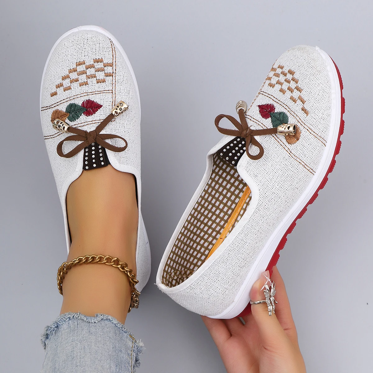 Spring New Women's Casual Sports Shoes Comfortable, Breathable, Lightweight, Wear Resistant Lazy Shoes, Soft Soled Flat Shoes