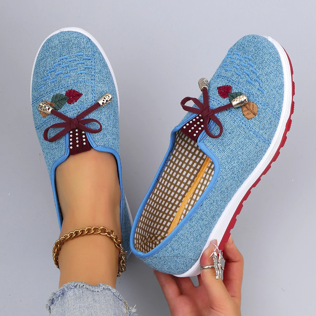 Spring New Women's Casual Sports Shoes Comfortable, Breathable, Lightweight, Wear Resistant Lazy Shoes, Soft Soled Flat Shoes