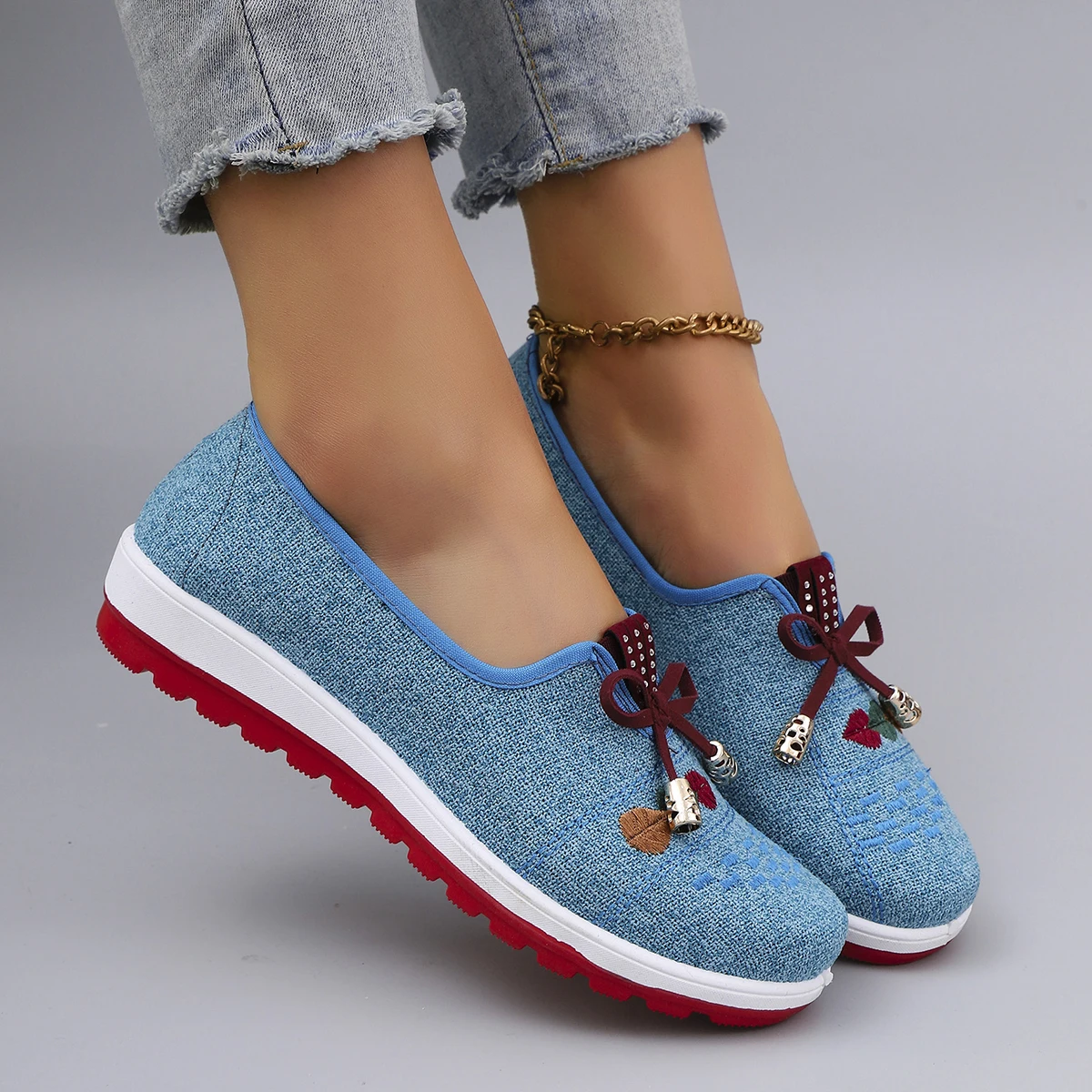 Spring New Women's Casual Sports Shoes Comfortable, Breathable, Lightweight, Wear Resistant Lazy Shoes, Soft Soled Flat Shoes