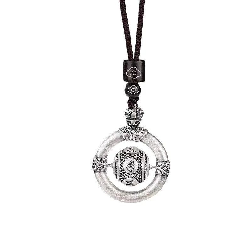 Vintage Relief Lotus Safety Buckle Pendant For Men Jewelry Blessing Om Mani Padme Hum Bead Male Choker Accessories