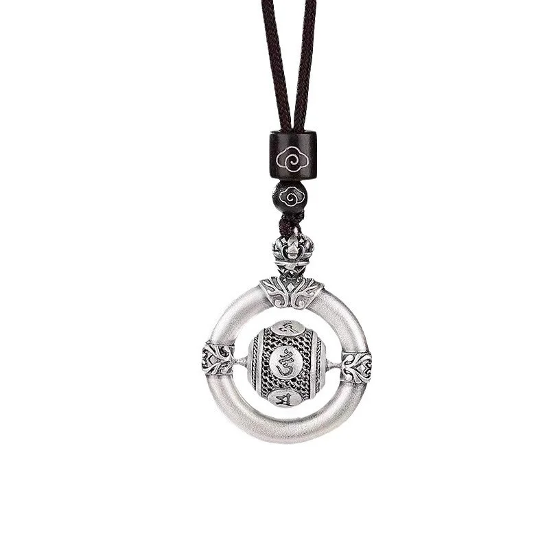 Vintage Relief Lotus Safety Buckle Pendant For Men Jewelry Blessing Om Mani Padme Hum Bead Male Choker Accessories