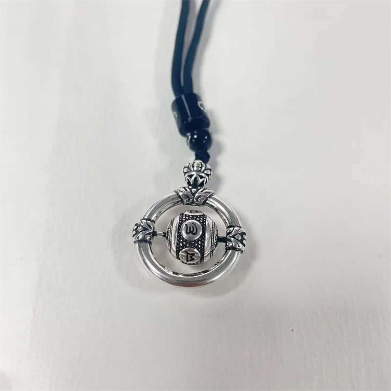Vintage Relief Lotus Safety Buckle Pendant For Men Jewelry Blessing Om Mani Padme Hum Bead Male Choker Accessories