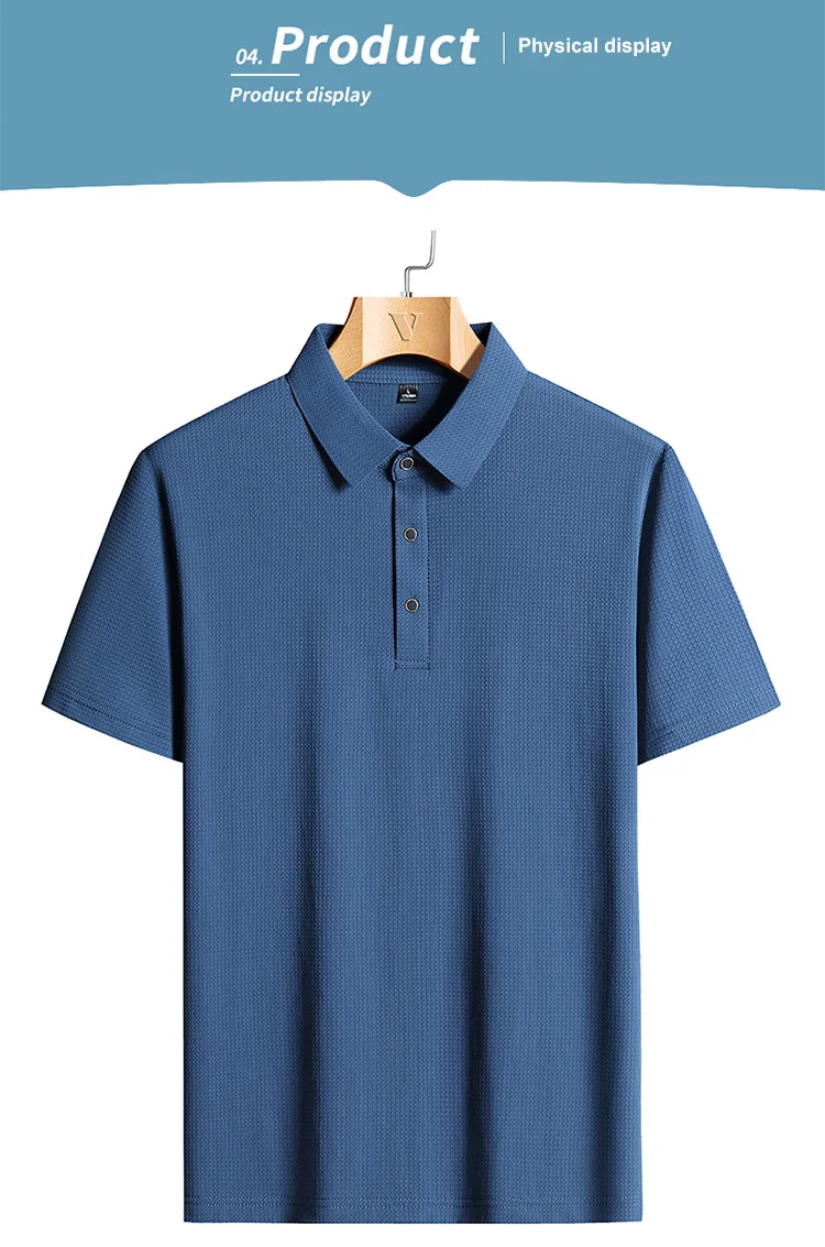 M-9XL Summer Polo Shirt Men New Breathable Mesh Ice Silk Quick-drying Short-sleeved T-shirt Elastic Sports Tops Men Clothing