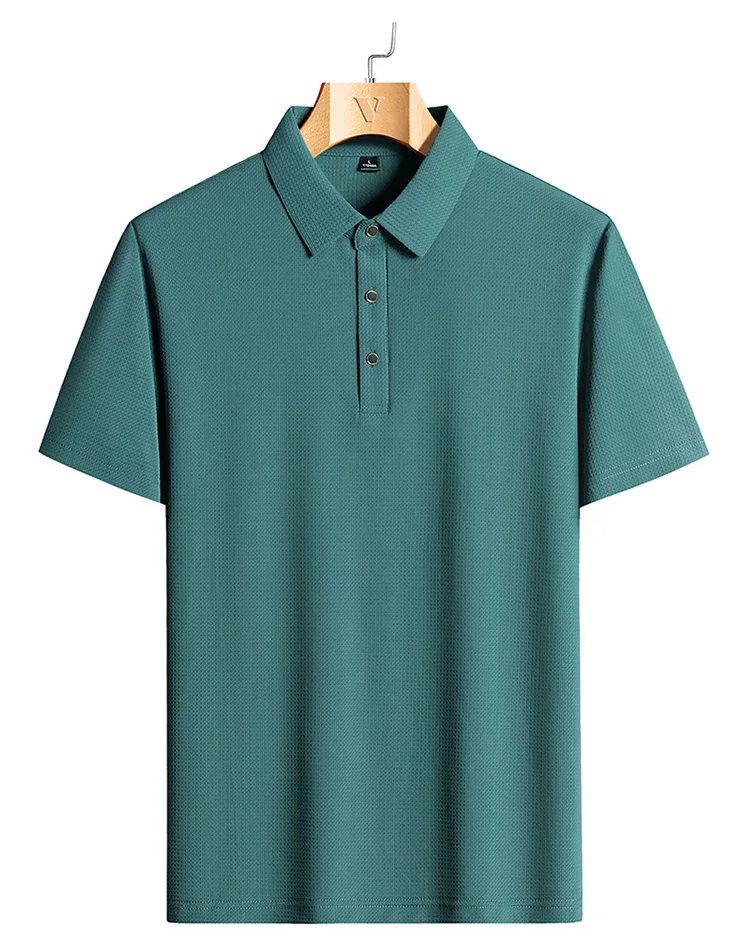 M-9XL Summer Polo Shirt Men New Breathable Mesh Ice Silk Quick-drying Short-sleeved T-shirt Elastic Sports Tops Men Clothing