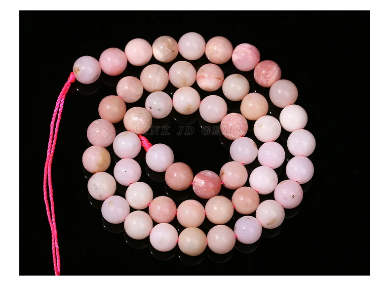 5A Natural Stone Pink Opal Bead Round Loose Spacer 4 6 8 10mm Seed Bead For Jewelry Making Diy Necklace Bracelet Accessory 15"