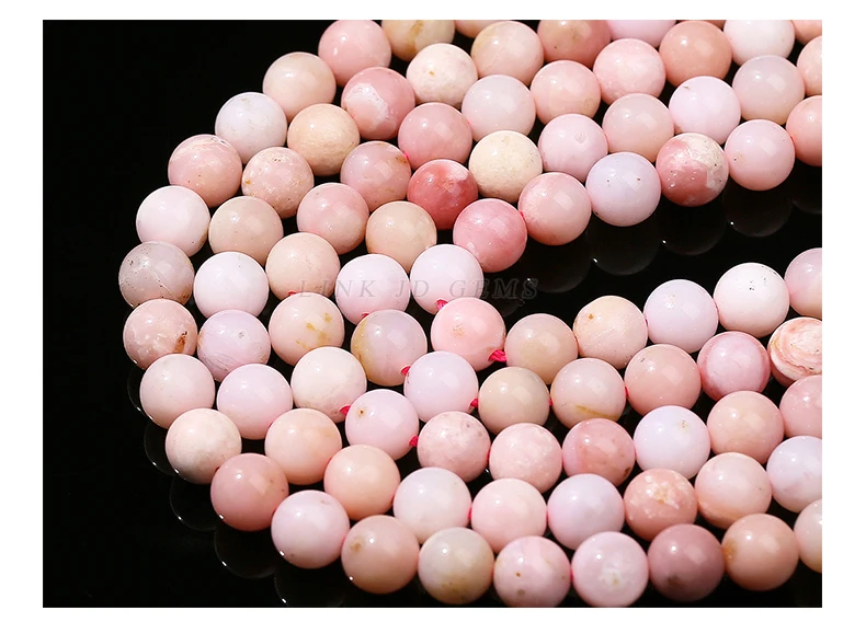 5A Natural Stone Pink Opal Bead Round Loose Spacer 4 6 8 10mm Seed Bead For Jewelry Making Diy Necklace Bracelet Accessory 15"