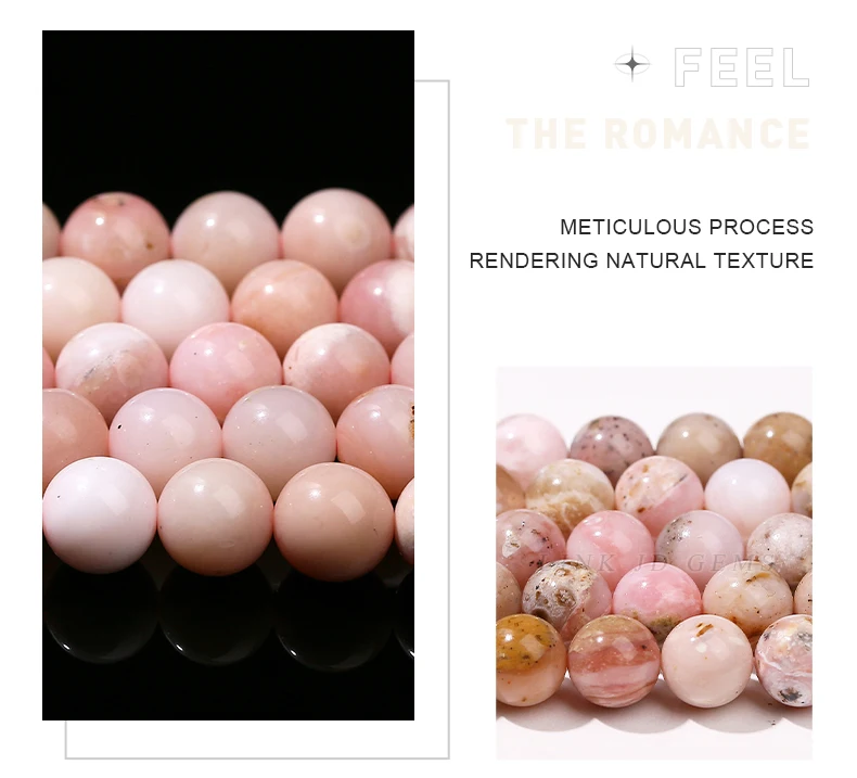 5A Natural Stone Pink Opal Bead Round Loose Spacer 4 6 8 10mm Seed Bead For Jewelry Making Diy Necklace Bracelet Accessory 15"