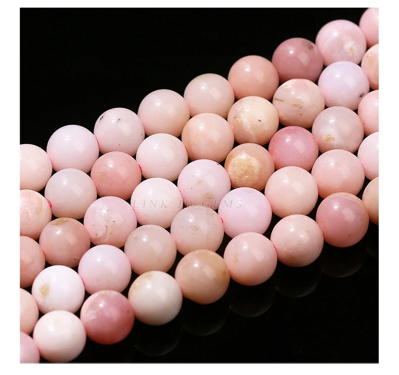 5A Natural Stone Pink Opal Bead Round Loose Spacer 4 6 8 10mm Seed Bead For Jewelry Making Diy Necklace Bracelet Accessory 15"