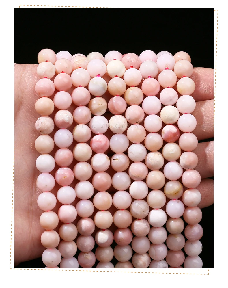 5A Natural Stone Pink Opal Bead Round Loose Spacer 4 6 8 10mm Seed Bead For Jewelry Making Diy Necklace Bracelet Accessory 15"