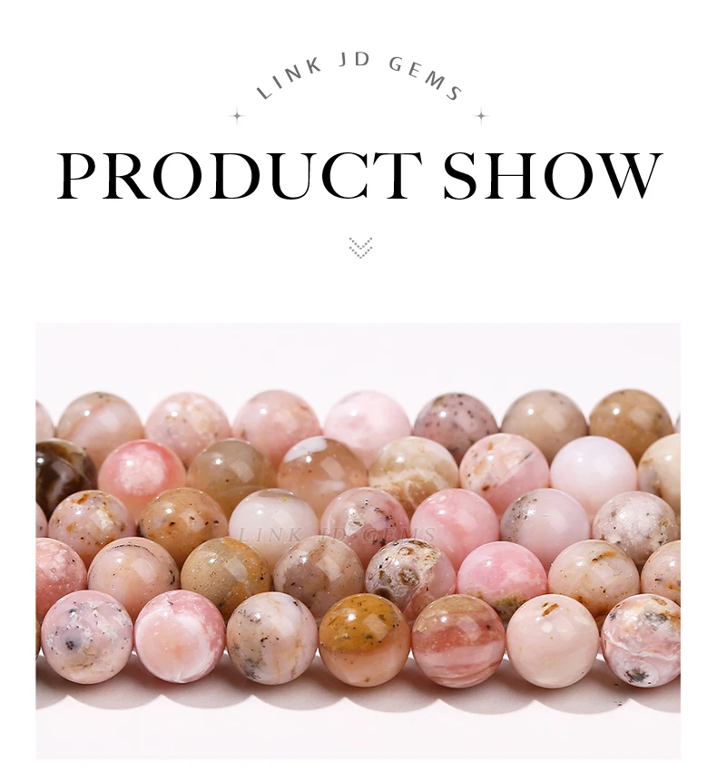 5A Natural Stone Pink Opal Bead Round Loose Spacer 4 6 8 10mm Seed Bead For Jewelry Making Diy Necklace Bracelet Accessory 15"