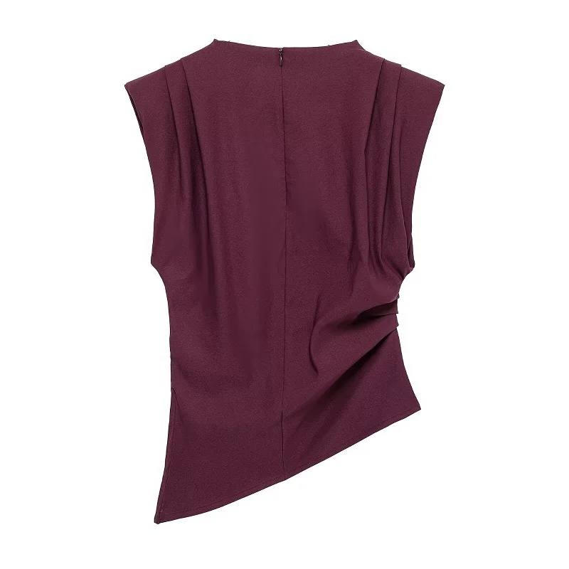 MUJER Asymmetric Tank Top Female Ruched Sleeveless Tops for Women High Neck Strapless Top Women Fashion Aesthetic Tops Woman